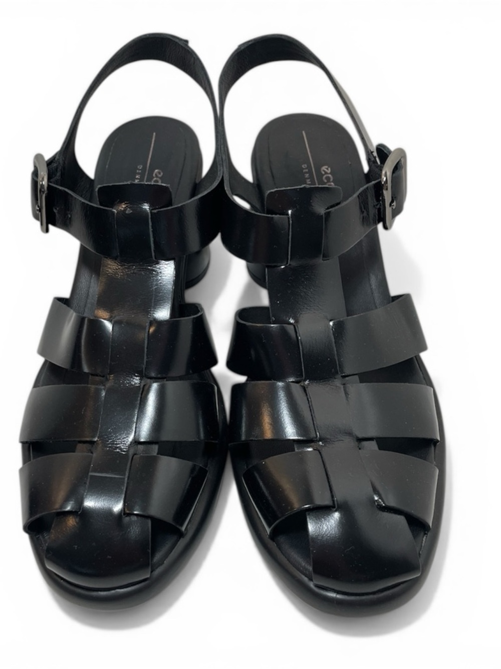 Ecco Sculpted Luxe 55 Fisherman Heeled Sandals Black Size 38 EU 8 US NWOB